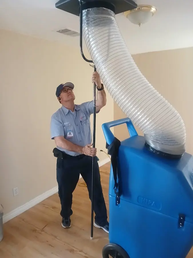 Mini Split Installation technician using HEPA equipment in Opelika